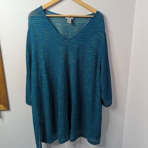 Catherines 3X Turquoise Open Knit Tunic‎ Top